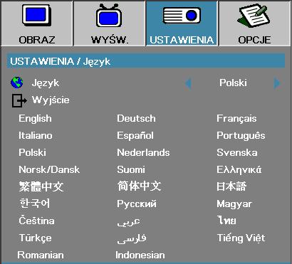 Instalacja Włączanie i wyłączanie projektora Włączanie projektora 1. Zdejmij osłonę obiektywu. 2. Podłącz kabel zasilania do projektora. 3. Włącz podłączone urządzenia. 4.