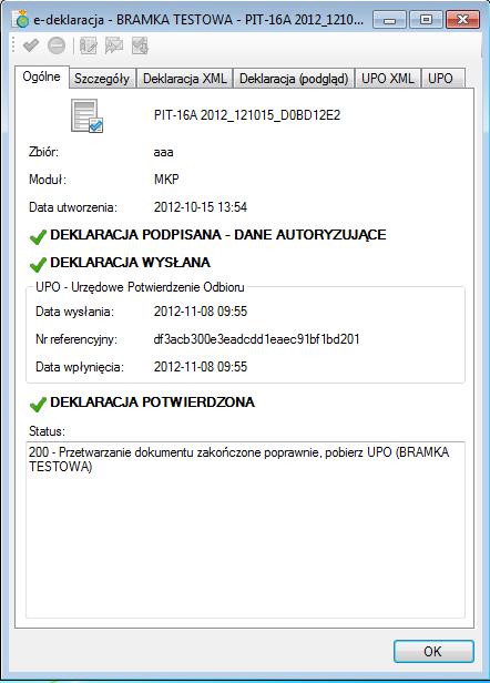 Podręcznik użytkownika Sage Symfonia Kadry i Płace 277 Po wykonaniu operacji pobrania potwierdzenia, pole Deklaracja potwierdzona zostaje automatycznie zaznaczone, pojawi się również w polu Data