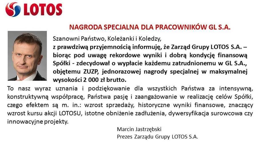 Jest to bardzo ciekawa sytuacja, ponieważ jak niejednokrotnie byliśmy informowani LOTOS był przedstawiany przez ekspertów ORLENU jako firma zadłużona, z poważnymi problemami, a jednak okazuje się iż