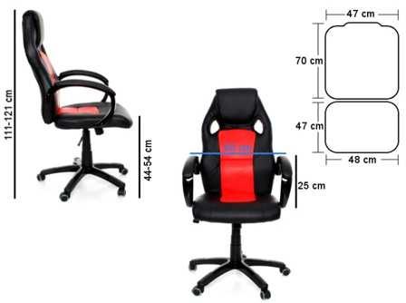 2. Fotel biurowy obrotowy - wymiary jak na załączonym obrazku - profilowane siedzenie, oparcie oraz podłokietniki - wysokiej jakości miękki materiał - skóra EKO + siatka - fotel