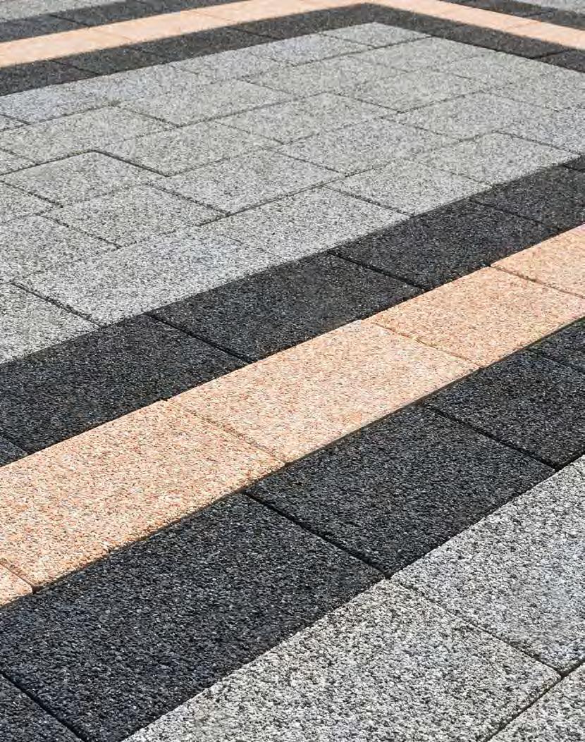 Dekoracyjna kostka brukowa POWIERZCHNIE PŁUKANE URBANICA KOLORY Cztery prostokąty o wspólnym boku stworzą uporządkowaną nawierzchnię ścieżki, podjazdu lub tarasu.