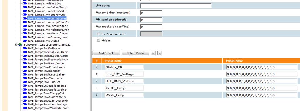 Wybrać pod stronę Data Points znajdującą się w zakładce Configure. Na ekranie komputera zostanie wyświetlona strona przedstawiona na rysunku nr 21 zawierająca wszystkie dostępne przez węzeł sieci i.