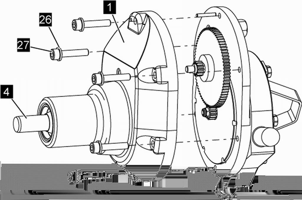 Instrukcja obsługi T-Dok-031-PL-Rev.4 Rozłożenie przekładni na części Rys. 10: Rozłożenie obudowy przekładni na części 1. Wykręcić śruby ( Rys. 10/27) z podkładkami ( Rys. 10/26). 2.