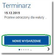 5. Nowe zdarzenie własne Nowe zdarzenie może zostać dodane z poziomu widżetu po użyciu funkcji [NOWE WYDARZENIE]: lub po użyciu funkcji [NOWE] z poziomu kalendarza lub listy wydarzeń z wybranego dnia.