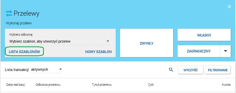 użyciu funkcji [LISTA SZABLONÓW] jak