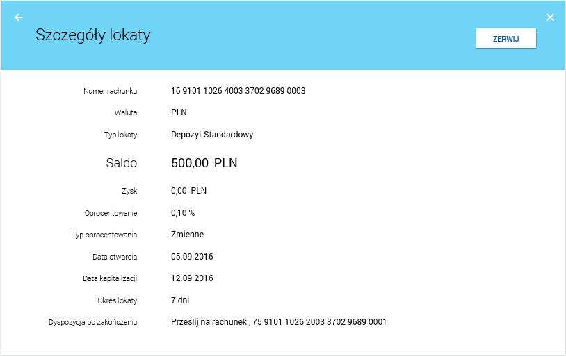 użytkownik może lokatę zerwać,