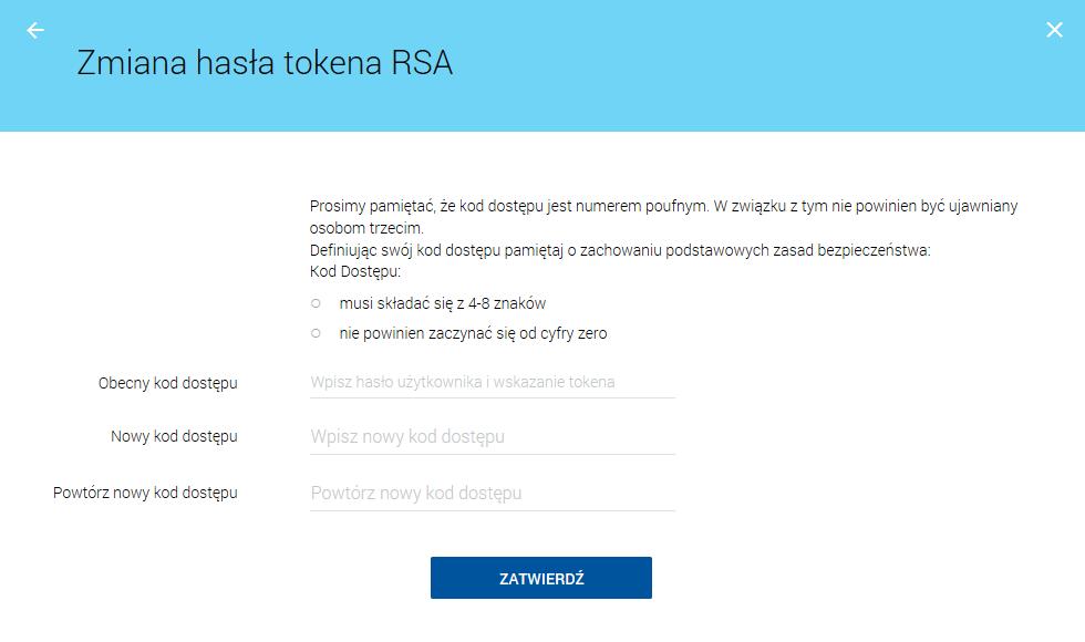 Uwaga! Każde wskazanie z tokena może być wykorzystane tylko raz. Jeśli system nie zaakceptuje klucza, należy poczekać na kolejne wskazanie tokena i spróbować ponownie.