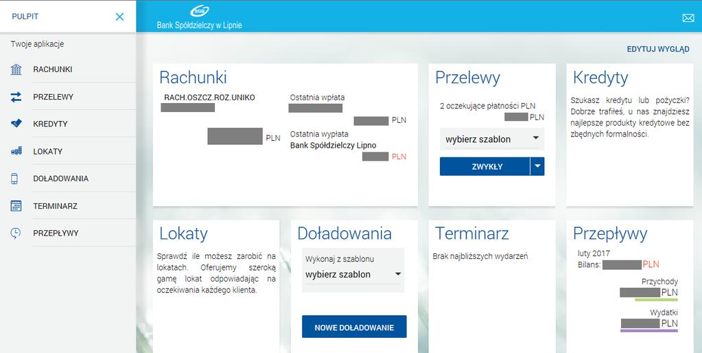 12. Terminarz wydarzeń Usługa Bankowości Elektronicznej zapewnia użytkownikowi dostęp do miniaplikacji Terminarz z dwóch głównych poziomów: widżetu Terminarz (wyświetlanego na pulpicie o ile