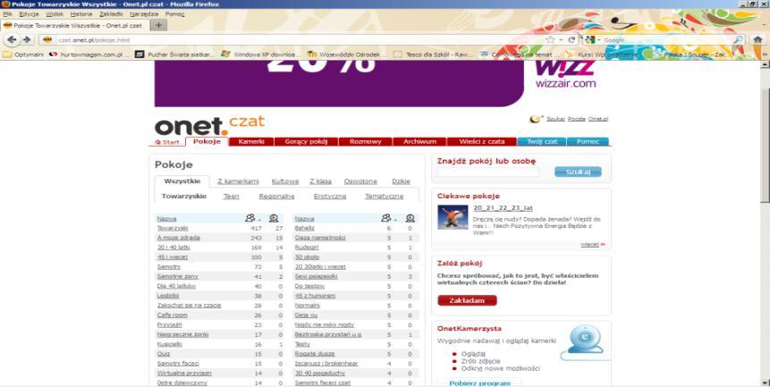 Zagrożenia w Sieci Pokoje rozmów: IRC czat internetowy: wymagane specjalistyczne oprogramowanie, Najpopularniejszy program to mirc.