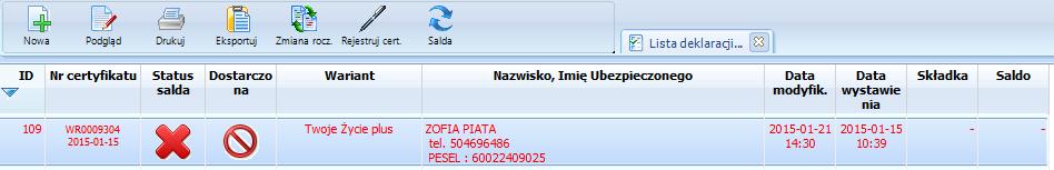 Lista deklaracji/ certyfikatów anulowanie certyfikatu jeżeli anulowanie danego certyfikatu nie jest możliwe pojawi się komunikat: jeżeli anulowanie danego certyfikatu jest