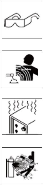 Zawsze używaj osłony twarzy oraz odzieży ochronnej z długimi rękawami. 3. Napięcie statyczne może uszkodzid podzespoły elektroniczne. 4. Używaj atestowanych osłon twarzy oraz tarcz spawalniczych.
