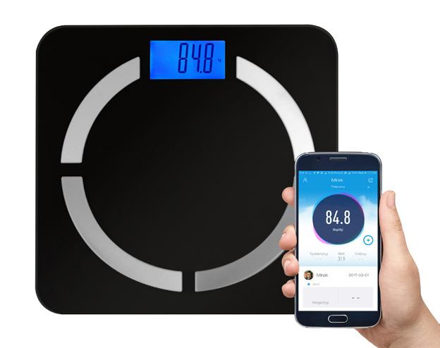 SMARTBMI SCALE BT MT5513 Inteligentna waga łazienkowa Analizator Bluetooth masy ciała i innych parametrów Pomiar i analiza: waga, tłuszcz, kości, nawodnienie, mięśnie, kalorie, tłuszcz narządów
