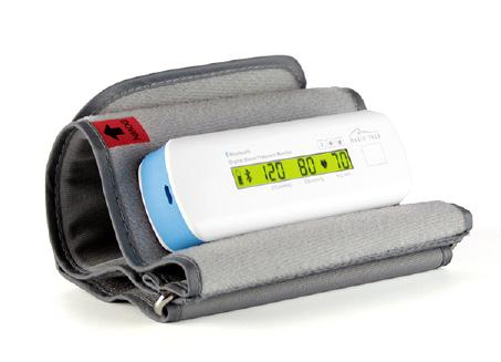 podawany w postaci informacji na ekranie oraz głosowo Bezpłatna aplikacja (Android, ios) przechowujaca wyniki pomiarów na urzadzeniu mobilnym Portable blood pressure monitor Measurement result voice