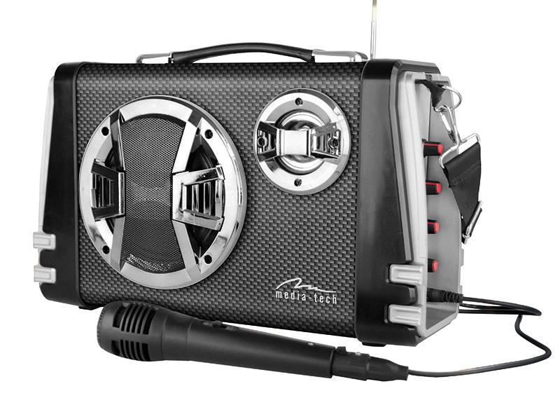 1+ EDR with A2DP, AVRCP KARAOKE BOOMBOX BT MT3149 Funkcja KARAOKE z wyciszaniem wokalu odtwarzanego utworu Kompaktowy głosnik Bluetooth stereo z wbudowanym wooferem Niezalezna