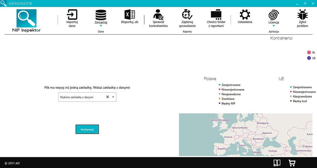 2. Importowanie danych Po wprowadzeniu wszystkich ustawień i zmian, należy zaimportować dane do programu. Kliknij w przycisk IMPORTUJ DANE. Importowany plik powinien zawierać 2 lub 3 kolumny.