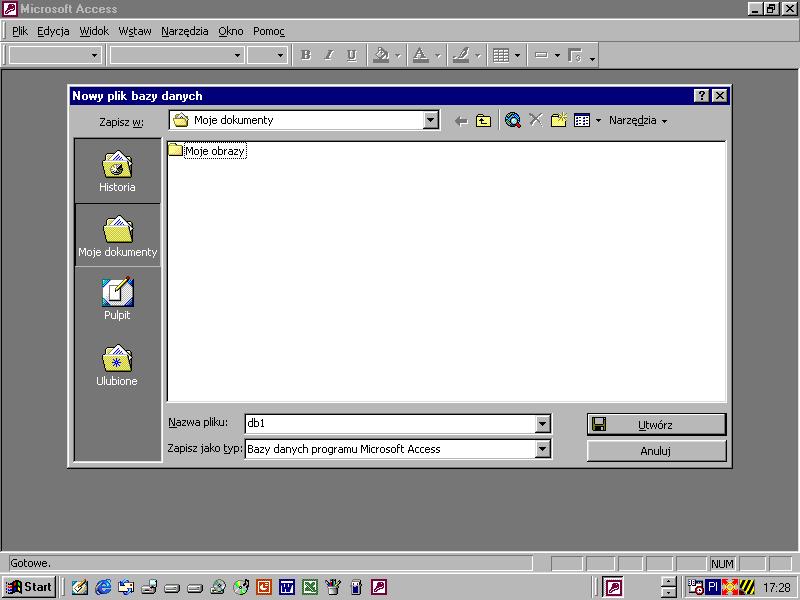 Nazwę oczywiście możemy wpisać dowolną a następnie, po wyborze miejsca zapisu bazy, wciskamy przycisk Utwórz program utworzy nową bazę - patrz Rysunek 4