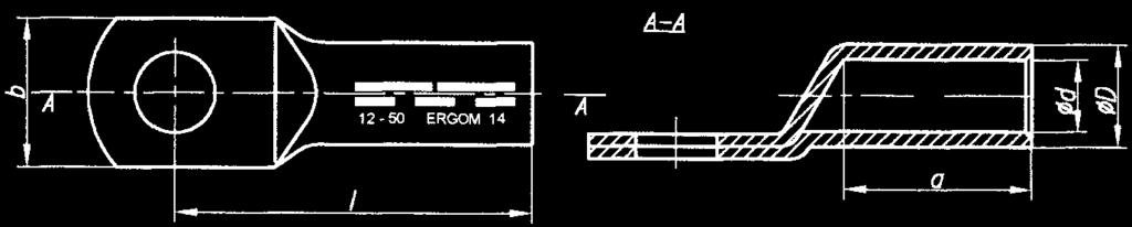 Исполение: DIN 46235. e e Zacisk Terminal Зажим Упаковка [кг] Zaprasowanie / Crimping / Запрессовка d D a l b [szt./pcs./шт.