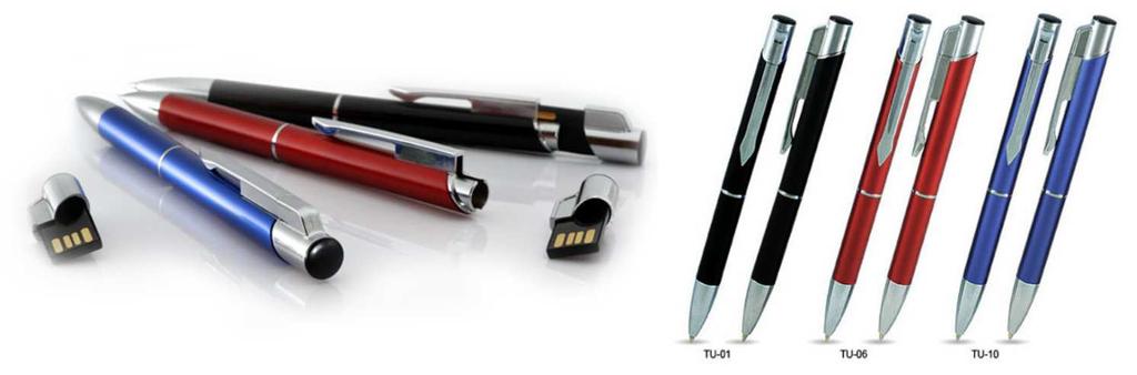 DŁUGOPISY Z KARTĄ PAMIĘCI MINI USB 4 GB TOP USB TU-01 czarny błyszczący, TU-06 czerwony matowy, TU-10 niebieski