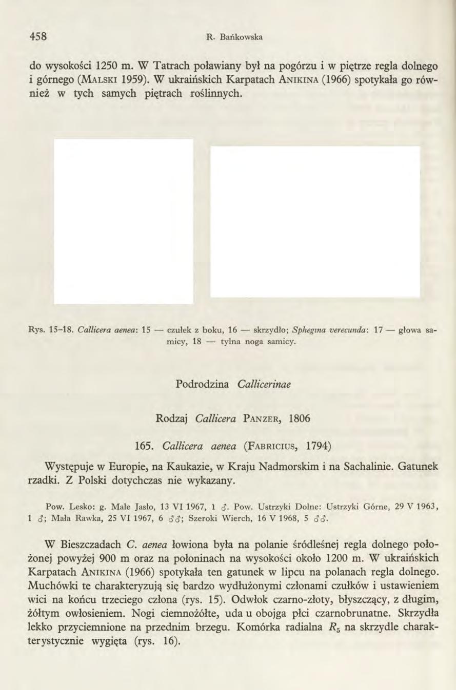 458 R. Bańkowska do wysokości 1250 m. W Tatrach poławiany był na pogórzu i w piętrze regla dolnego i górnego (M a l s k i 1959).