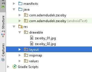 Zasoby Czym są zasoby? Mocno uogólniając do zasobów można zaliczyć wszytko co nie jest kodem JAVY. Pliki XML odpowiadające za wygląd poszczególnych aktywności też są zasobami.