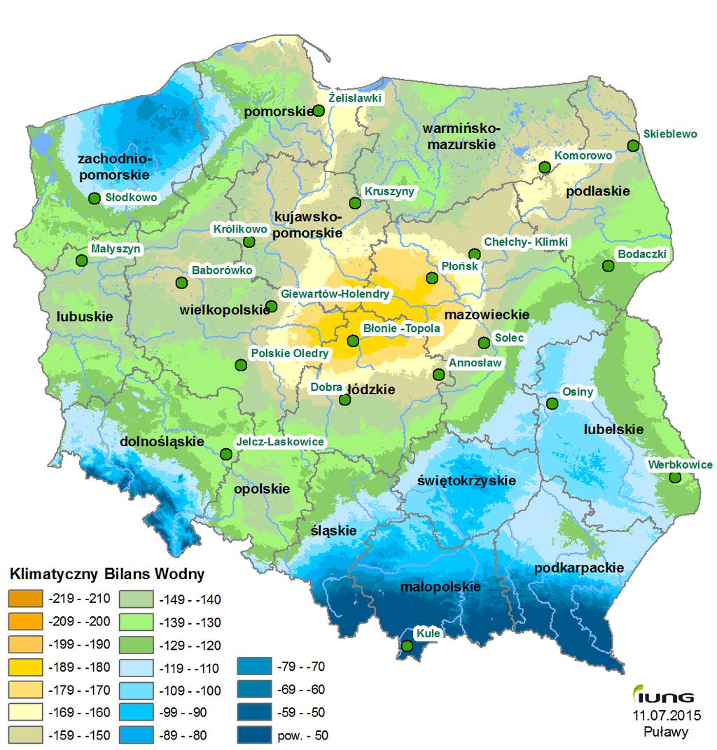 Wartość klimatycznego bilansu wody