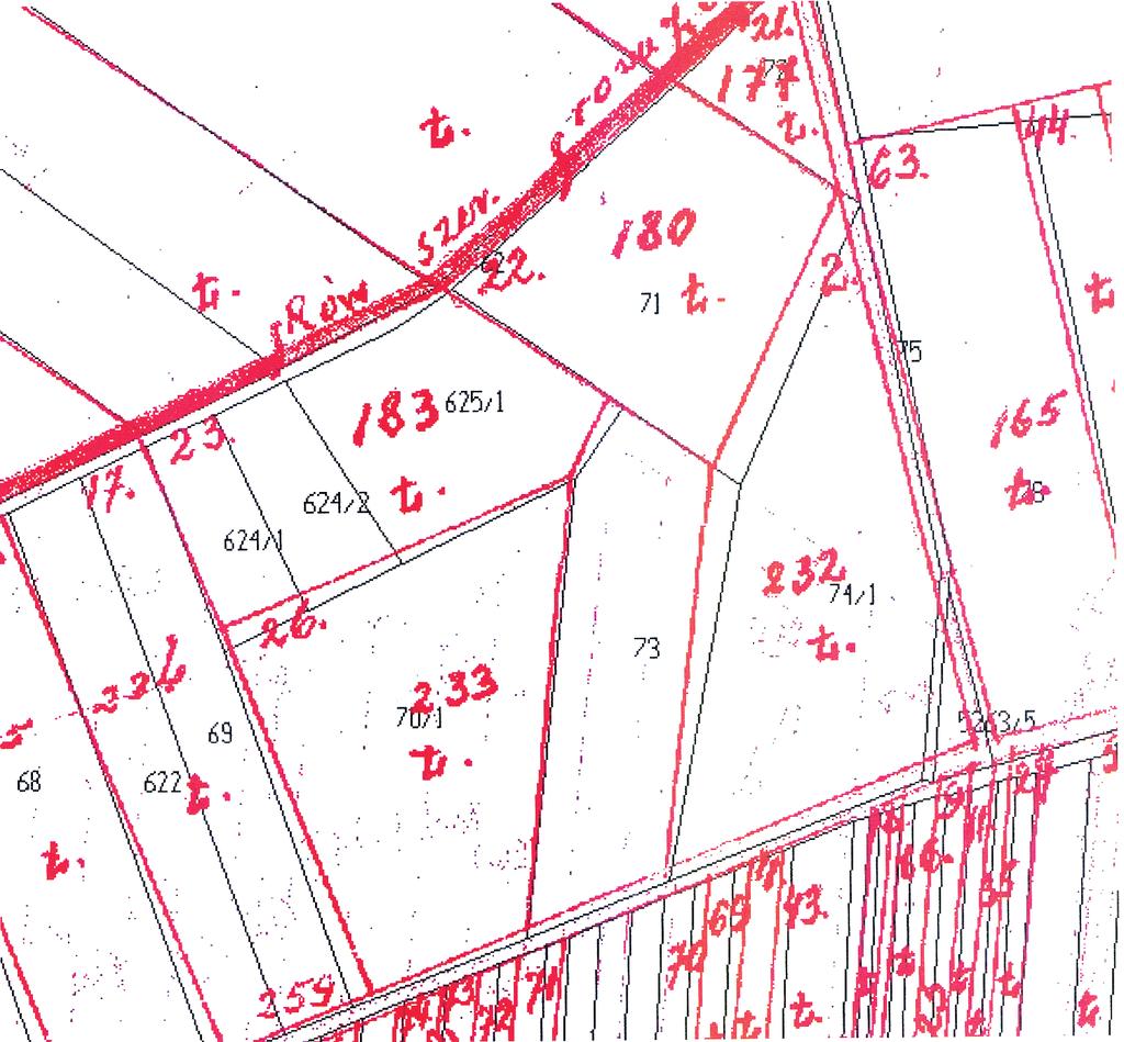 Mapy parcelacji (regulacji) majątków ziemskich... 19 1a 1b Rys. 1. Mapa parcelacyjna i aktualna mapa ewidencyjna (a i b).