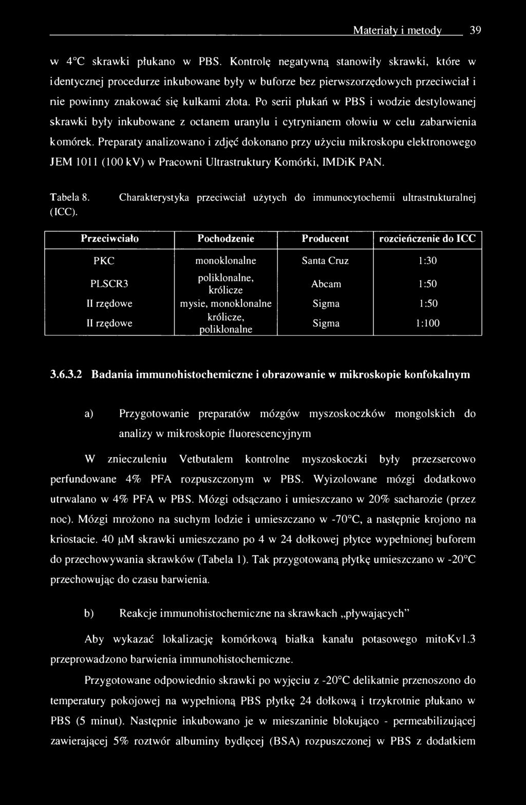Materiały i metody 39 w 4 C skrawki płukano w PBS.