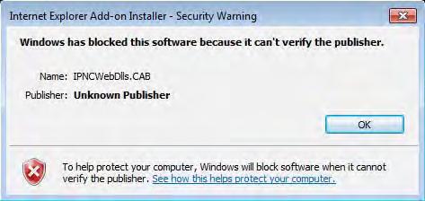 14. Pytanie: Podczas instalowania kontrolerów ActiveX pojawiła się wiadomość ostrzegająca jak pokazano na poniższym obrazku ("Windows zablokował oprogramowanie ponieważ nie może zweryfikować wydawcy.