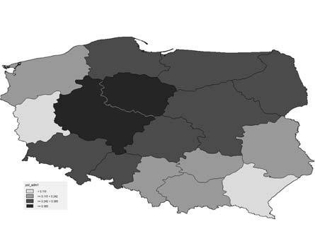 The Applcato of the Tools of Spatal Statstcs 205 III. RESULTS Table 1 