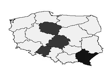206 Kamńska Ageska The value of global Mora s I was equal to 0,26 ad proved sgfcat postve spatal autocorrelato (p-value=0,023). Table 2 cotas the values of local Mora s I.