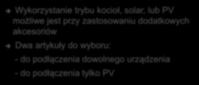 Akcesoria do współpracy z kotlem, solarami i PV Wykorzystanie trybu