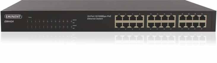 4 portowy przełącznik Fast Ethernet z PoE+ 4 porty 10/100Base-T, w tym 4 porty PoE (1-4) Budżet PoE: maks. 30W na port, maks. 60W na wszystkie porty (zgodność z IEEE80.