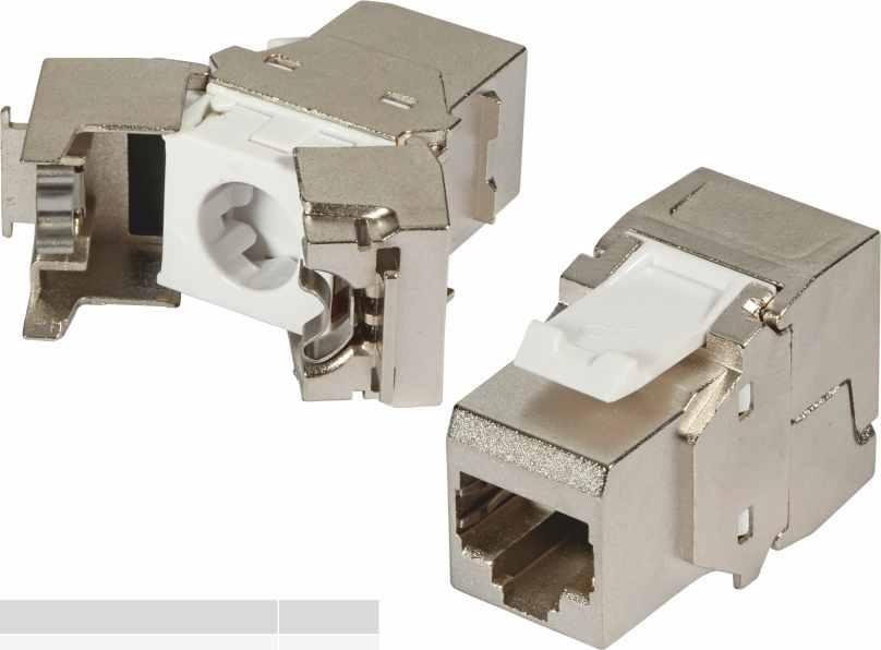 0 OKABLOWANIE MIEDZIANE Okablowanie kat. 6 FTP Moduł Keystone FTP RJ45 Zoptymalizowany pod kątem pracy w częstotliwości 50 MHz i transmisji klasy E. Kolor E-007 Moduł Keystone ekranowany RJ45, Kat.
