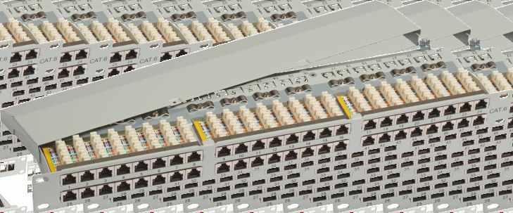 Panel dystrybucyjny niewyposażony 1U, 19 Pusty panel kątowy do montażu modułów Keystone RJ45. Posiada pola do opisu portów.