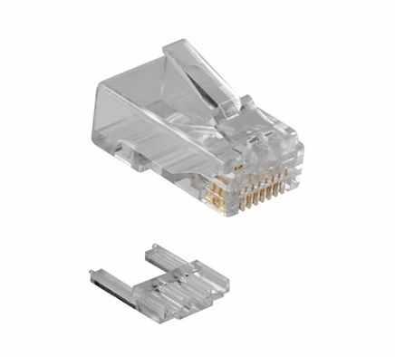 0 OKABLOWANIE MIEDZIANE Wtyk kat. 6 UTP Kabel max. 6,0 mm. Narzędzie do zaciskania: E-SK31, E-SK310E-MUC410. Wtyk kat. 5e FTP Kabel max.