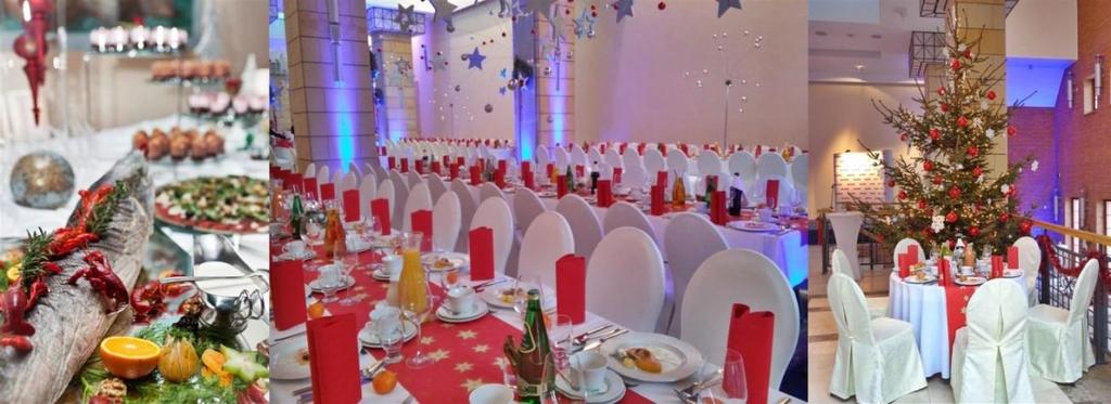 MENU BAL SYLWESTROWY 2017 OFERTA I / GÓRNE FOYER / 160 pln / osobę STARTER Filecik łososia z koprem i cytryną muśnięty winnym auszpikiem w asyście pate z dodatkiem wątróbek gęsich na toście z