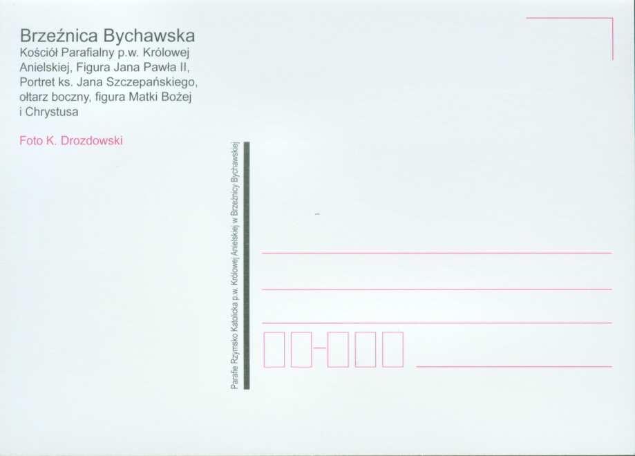 Na rewersie: Brzeźnica Bychawska. Kościół Parafialny p.w. Królowej Anielskiej.