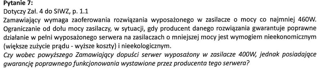 Pytanie 8: Zamawiający w opisie macierzy dyskowej w pkt 2 wymaga minimum 6 dysków 400 GB SSD typu emlc lub SLC.