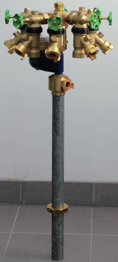 po pęknięciu rury - wykonanie ze stopą z sprzęgłem kłowym z mosiądzu do hydrantu podziemnego DN 80 - z zaworem odpowietrzającym, sitem ze