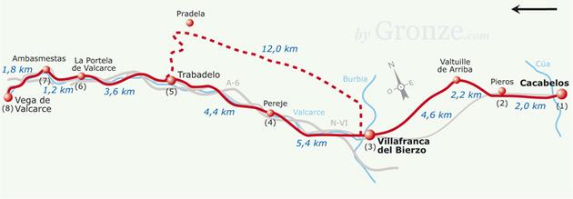Etap 25 Cacabelos - Vega de Valcarce (26 km) Z Cacabelos można udać się do Monasterio de Santa Maria de Carracedo - warty poświecenia dodatkowych trzech kilometrów ogromny cysterski klasztor.