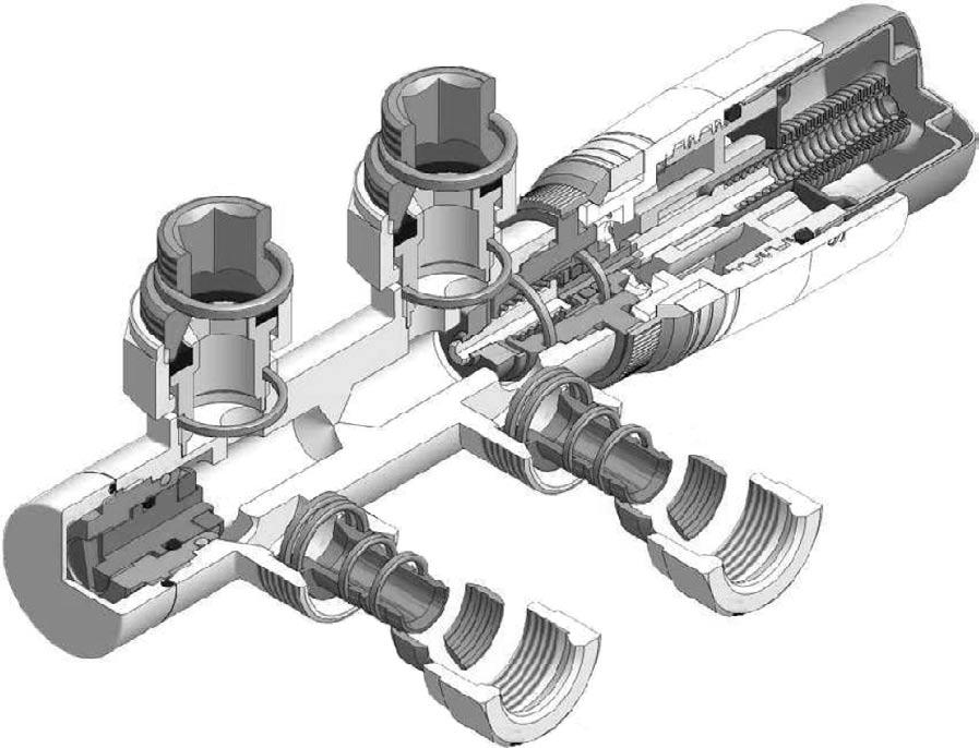 Dane techniczne Armatura grzejnikowa 24/25 Budowa i działanie zaworu Duo-Plex Zintegrowane przyłącze Duo-plex składa się z: n korpusu mosiężnego o powierzchniach zewnętrznych pokrytych powłokami