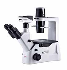 Mikroskopowanie Mikroskopy Mikroskopy odwrócone, podstawowe, AE000 - System optyczny z korekcją na nieskończoność CCIS - Głowica typu Seidentopf, binokularowa/fototubus 5, F.N.