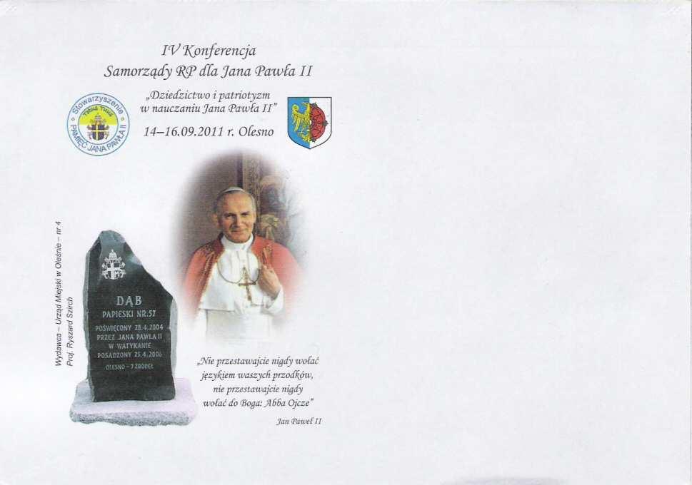 koperta wydawca: Urząd Miejski w Oleśnie nr 4. IV Konferencja Samorządy RP dla Jana Pawła II.