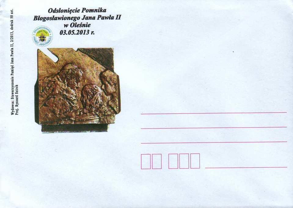 Dhx-01 2013 Dhx-01a 2013 koperta wydawca Stowarzyszenie Pamięć Jana Pawła II, 2/2013, nakład 100 szt.