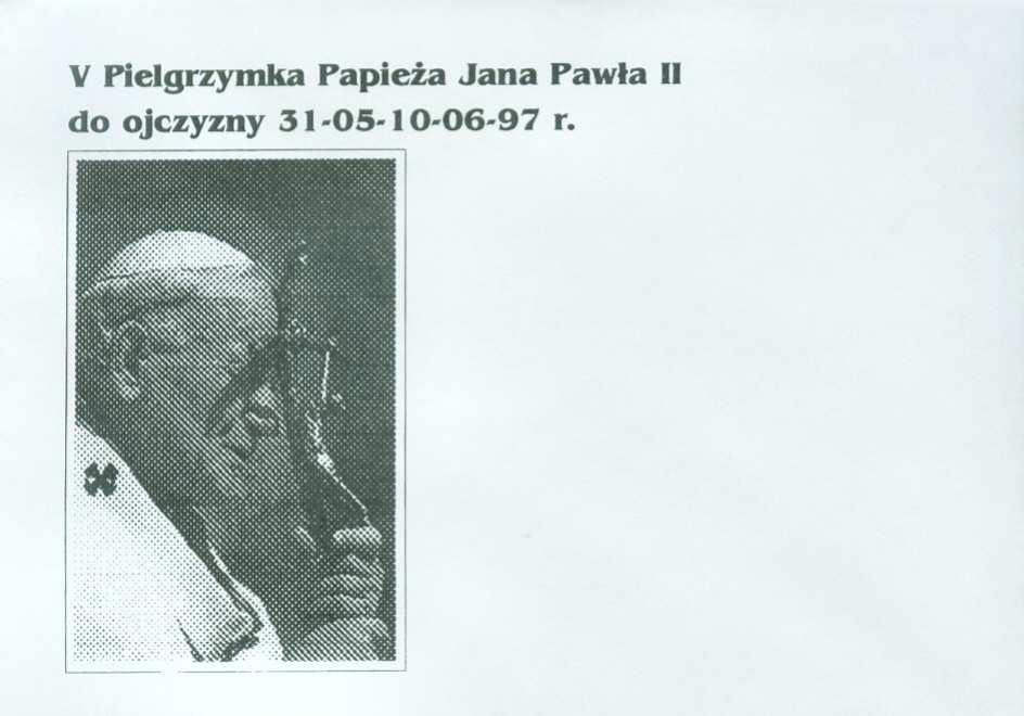 /w konturze mapy polski z zaznaczonymi miejscami pobytu postać Jana Pawła II./. Nnx-01 1997 NOTATKI koperta wydawca nieznany.