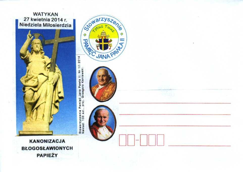 Dhx-10 2014 Dhx-11 2014 koperta Stowarzyszenie Pamięć Jana Pawła II: