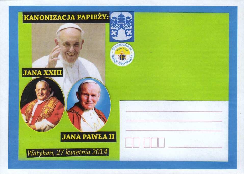 Dhx-14 2014 Dhx-15 2014 koperta Stowarzyszenie Pamięć Jana Pawła II: Nr 10/VII 2014. Nakład: 50 szt. 23.