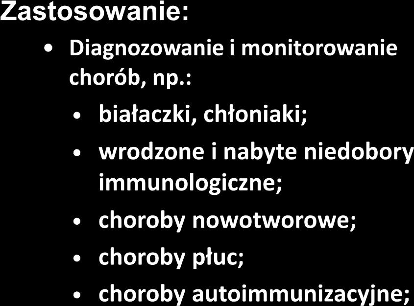 Zalety Szerokie zastosowanie Analiza wieloparametrowa Jednoczesne oznaczanie wielu antygenów (np.