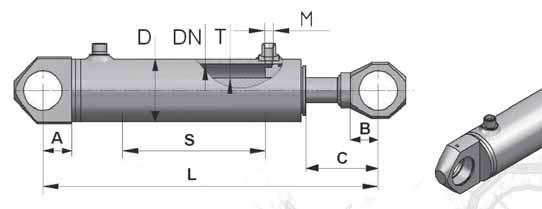 2.2 Siłowniki hydrauliczne tłokowe dwustronnego działania 50 SJ Index DN t oka T t oczyska D cylindra M gwint przy cza S skok L C mocowanie Ucho cylindra Ucho t oczyska Nominalna si a u yteczna pchaj