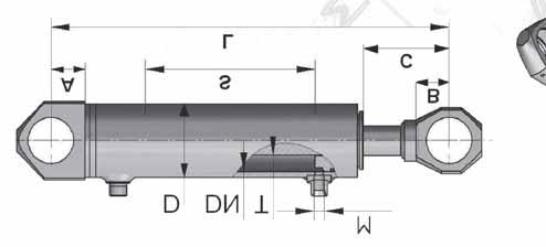 2.3 Siłowniki hydrauliczne tłokowe dwustronnego działania 63 SJ Index DN t oka T t oczyska D cylindra M Gwint przy cza S skok L C mocowanie Ucho cylindra Ucho t oczyska Nominalna si a u yteczna pchaj